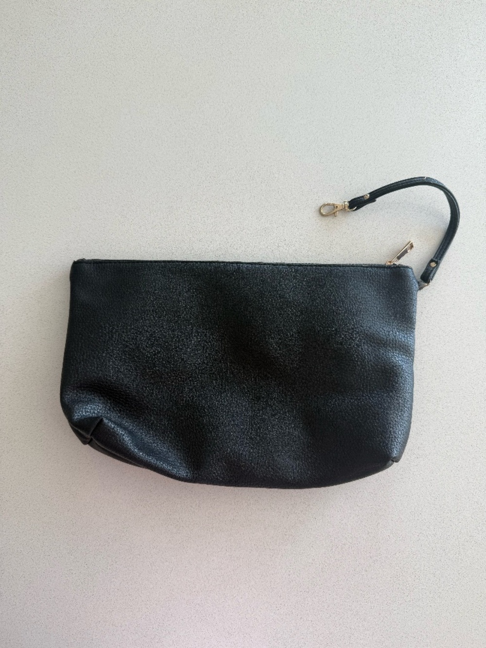 Black Faux Leather Cosmetic Bag / Purse Organizer Insert Leather Clutch 9x13"